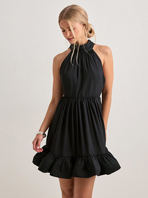 Malina Fern Halterneck Ruffled Mini D - Svart