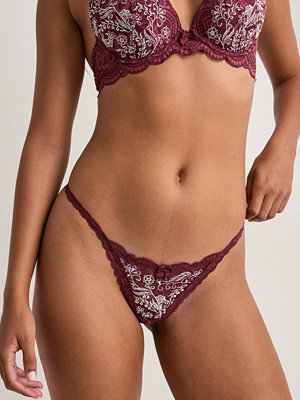 Nelly Contrast Lace Thong - Röd