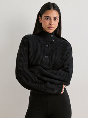 Nelly Rib Knit Bomber Jacket - Svart