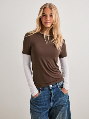 Pieces Pcamio Ls Layering Top Jrs - Brun