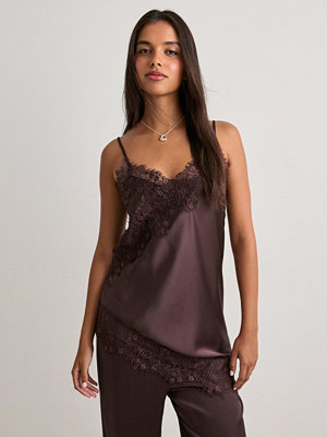 Only Onlindona Strap Satin Lace Top Wvn - Brun