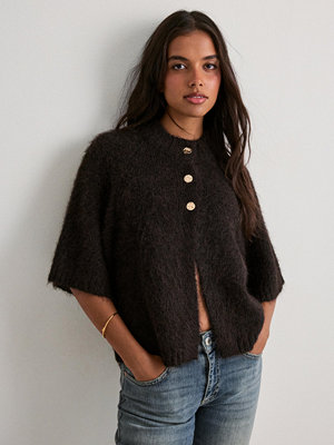 Neo Noir Benuta Fluffy Knit Cardigan - Brun