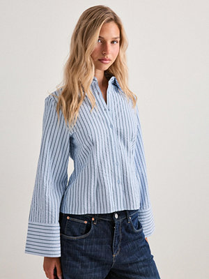 Neo Noir Rosa Striped Crepe Shirt - Blå