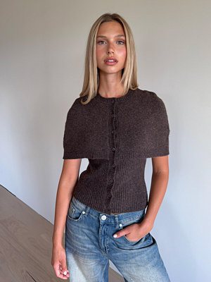 Nelly Knit Poncho Top - Brun