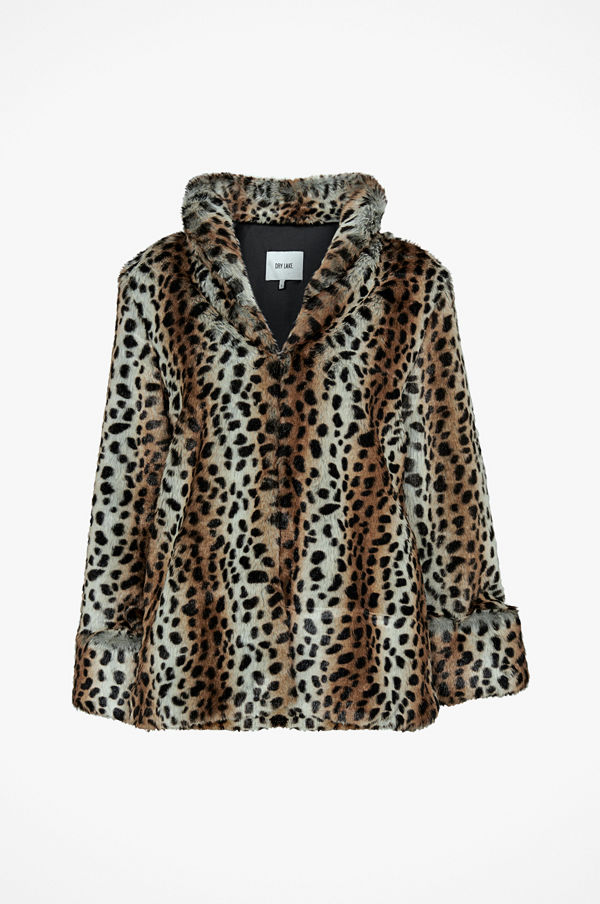 Dry Lake Fuskpäls Smoothie Jacket, leopardmönstrad