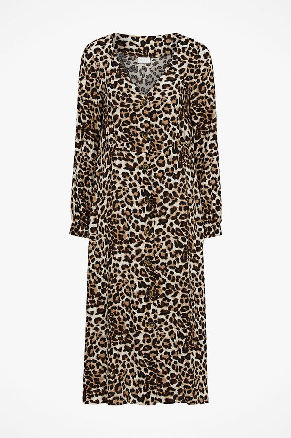 Vila Klänning viLeoletta L/S Midi Dress, leopardmönstrad