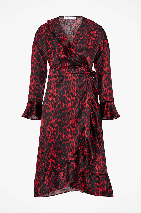 co’couture Omlottklänning Red Animal Sateen Frill Dress