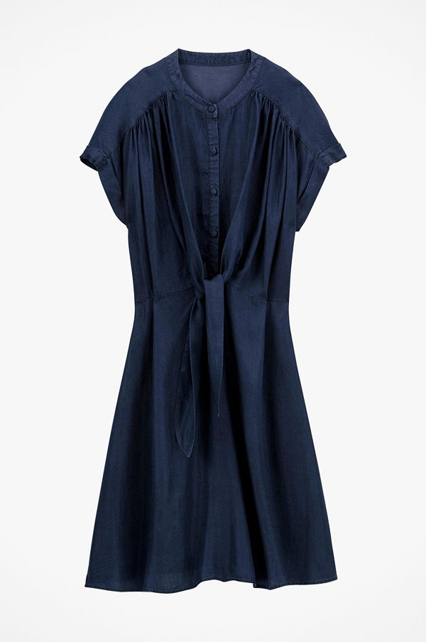 La Redoute Utställd klänning i lätt denim med kort ärm