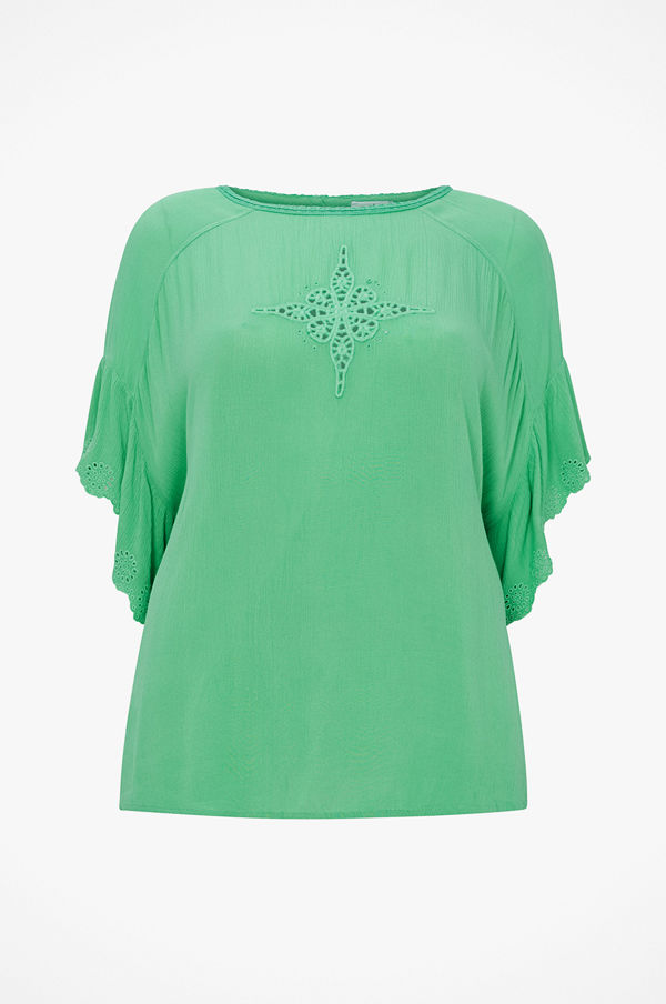 La Redoute Blus i broderad bomullsväv med fjärilsärm