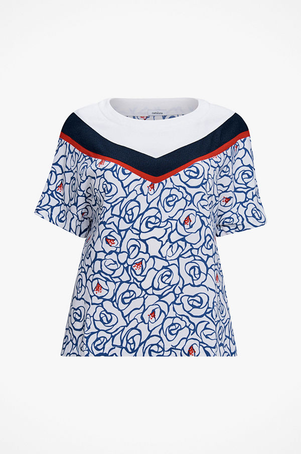 La Redoute Blommig blus med rund halsringning och kort ärm