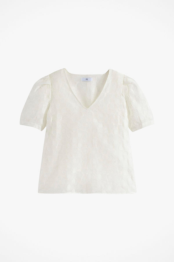 La Redoute Prickig blus med V-ringning och kort ärm