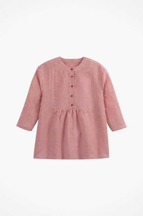 La Redoute Vid blus i linneblandning med ståkrage och trekvartslång ärm