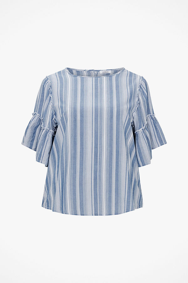 La Redoute Randig blus med rund halsringning och kort volangärm