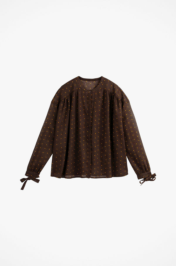 La Redoute Prickig blus med rund halsringning och lång ärm