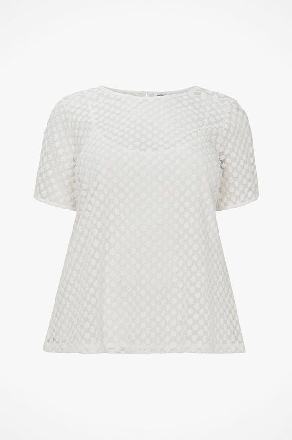 La Redoute Blommönstrad spetsblus med kort ärm