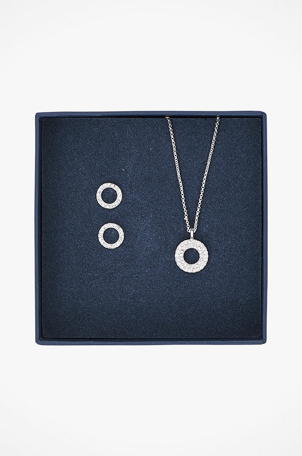 SNÖ of Sweden smycke Örhängen + halsband Belize Round Pendant Set