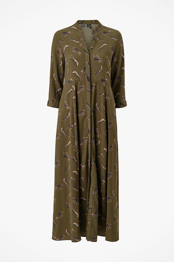 Vero Moda Maxiklänning vmLizzy Tiger 3/4 Ankle Shirt Dress