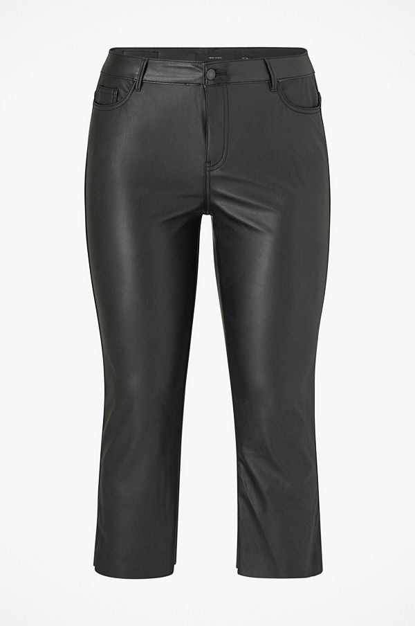 Vero Moda Curve Byxor vmSheila MR Kick Flare PU Coated P Curve svarta