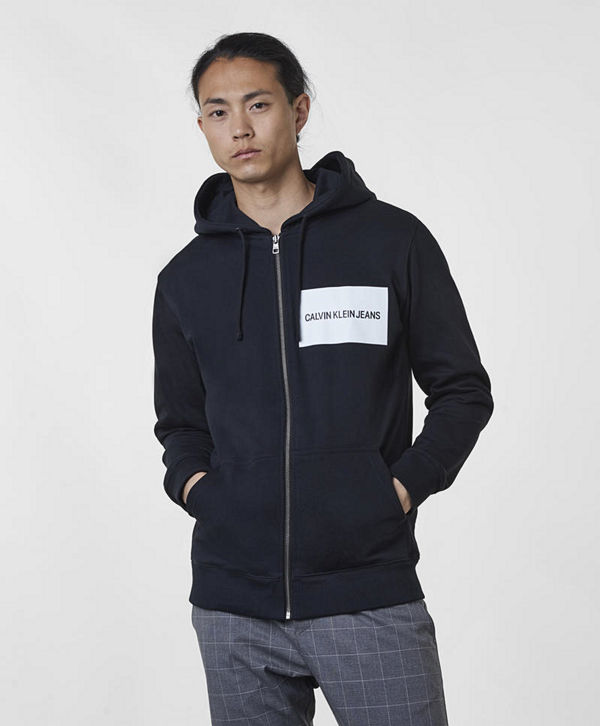 Calvin Klein Jeans Institutional Logo Zip Hoodie 099 Black