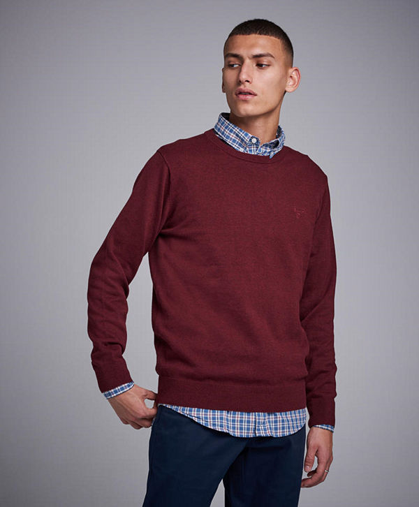 Gant Light Weight Cotton Crew Burgundy Melange