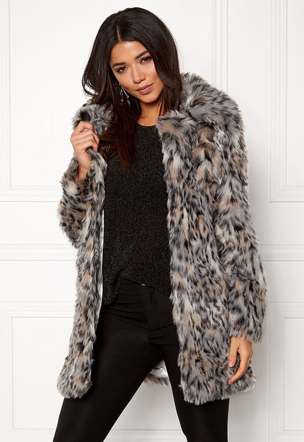 Qed London Wild Cat Faux Fur Coat