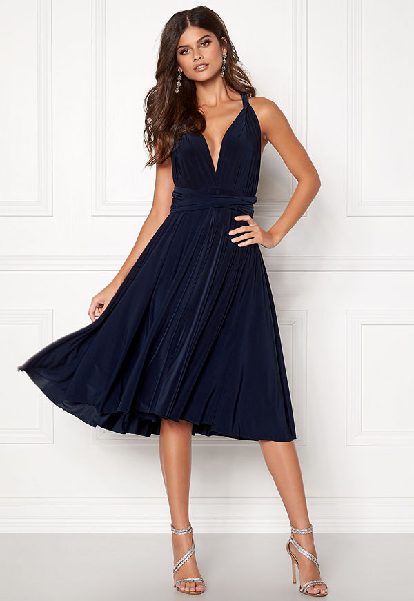 Goddiva Multi Tie Midi Dress Navy