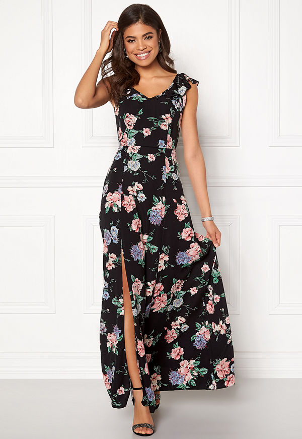 John Zack Tie Back Frill Maxi Dress