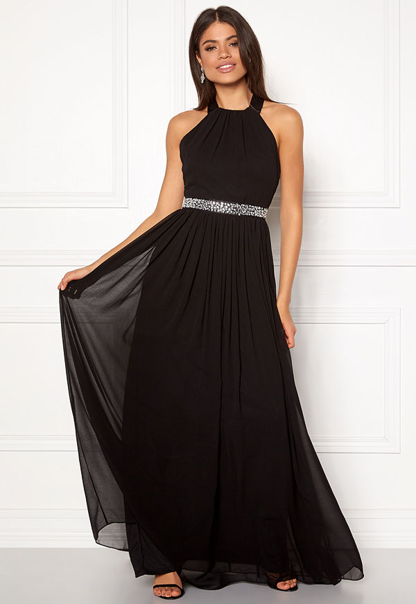 Goddiva Halterneck Chiffon Maxi Dress
