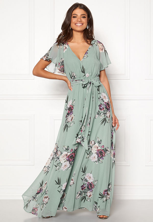 Goddiva Floral Sleeve Maxi Dress