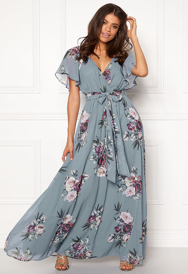 Goddiva Floral Sleeve Maxi Dress