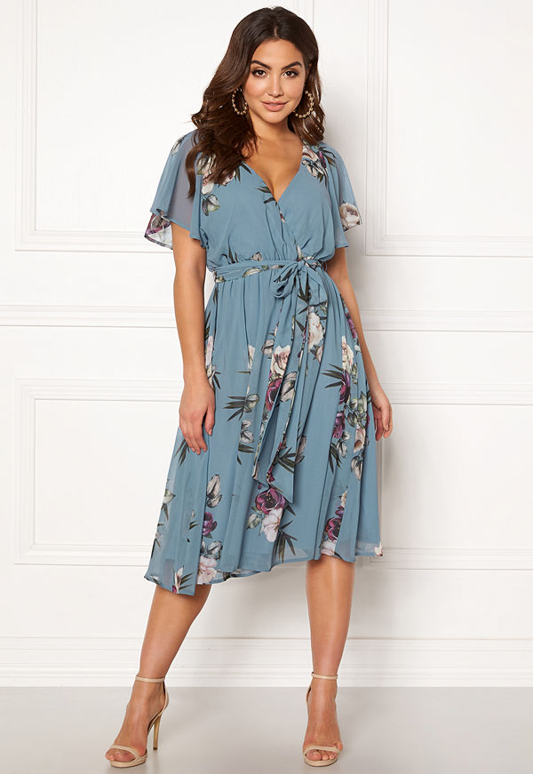 Goddiva Floral Flutter Midi Dress