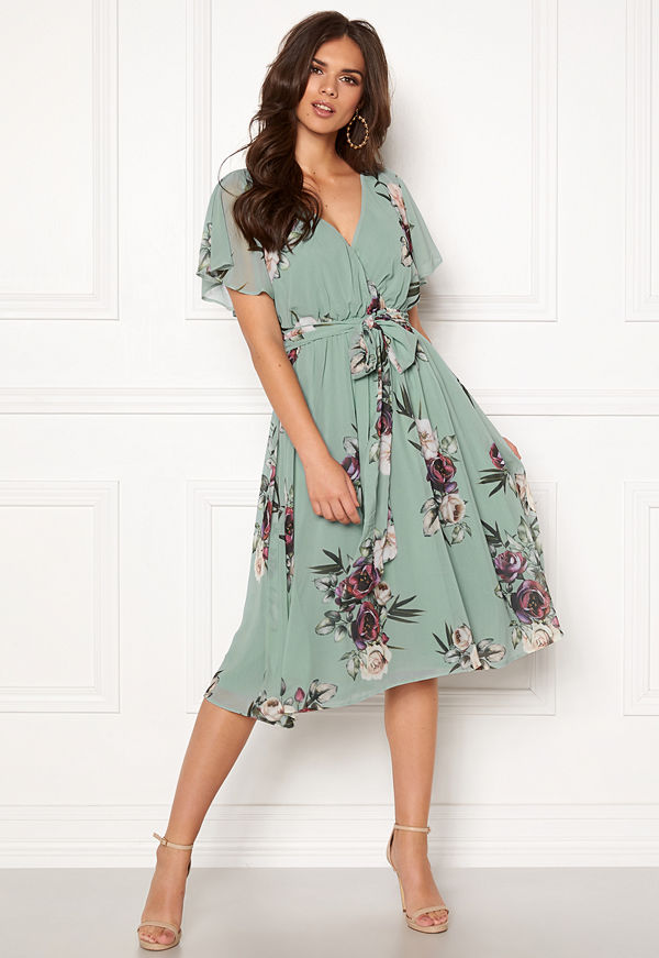 Goddiva Floral Flutter Midi Dress