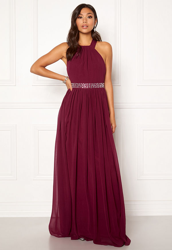 Goddiva Halterneck Chiffon Maxi Dress