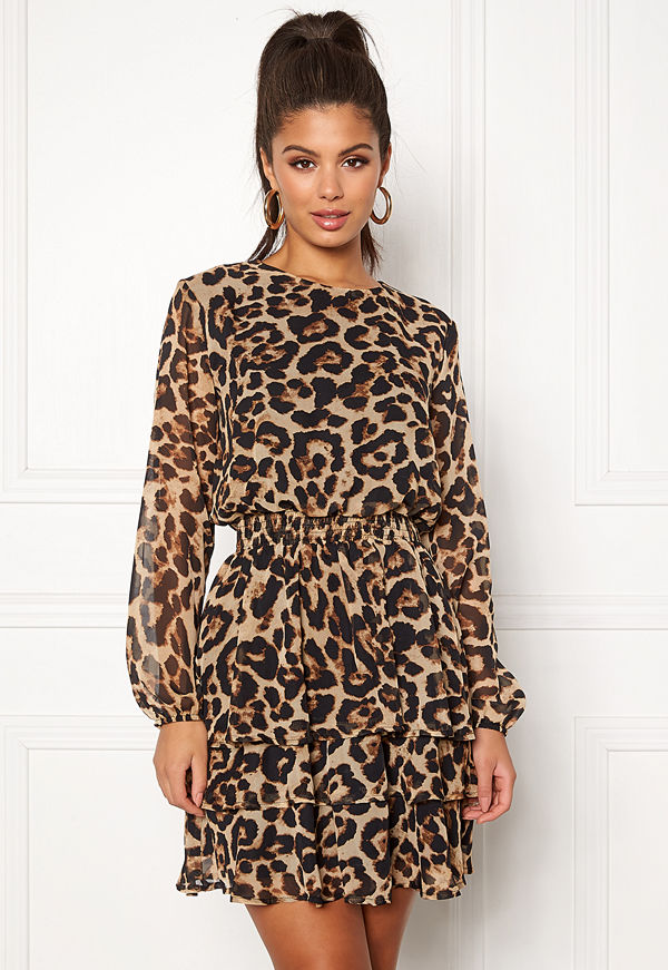 Sisters Point Nicoline LS Dress 201 Brown/Leo