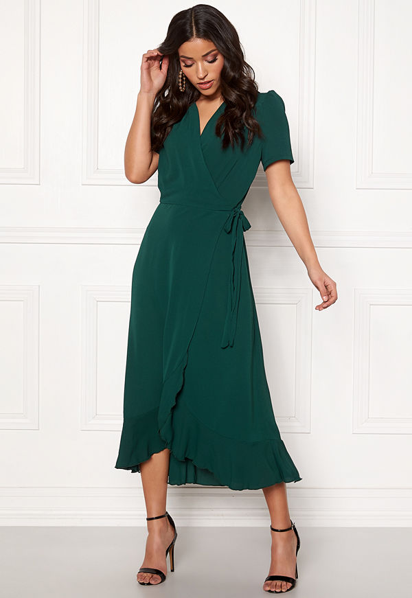 John Zack Short Sleeve Wrap Dress green