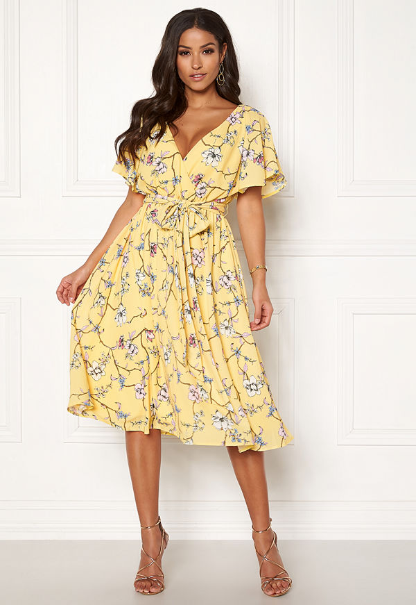 Goddiva Floral Flutter Midi Dress