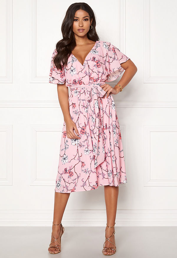 Goddiva Floral Flutter Midi Dress