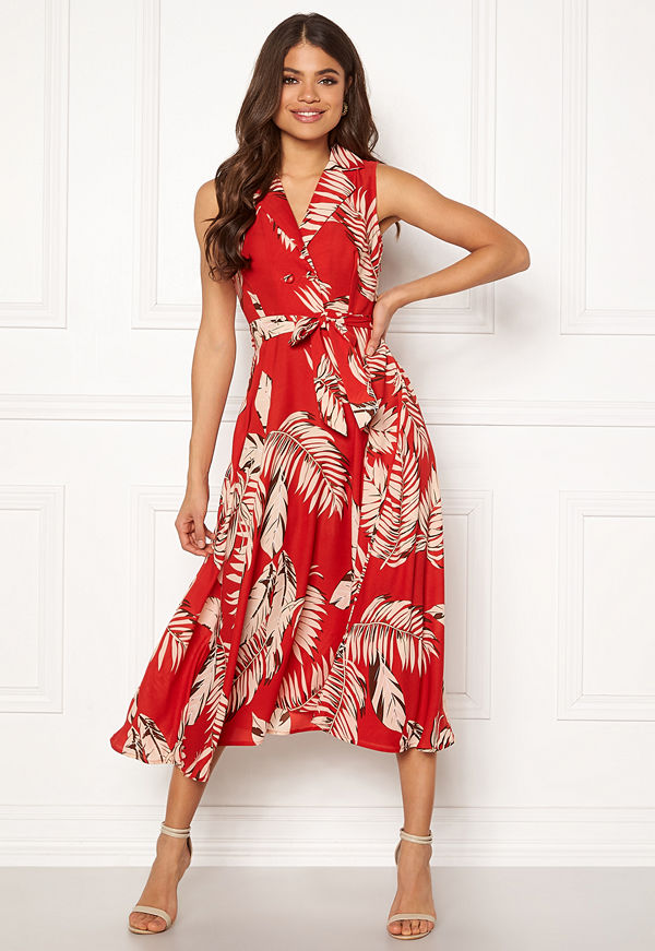 Blue Vanilla Palm Print Midi Dress