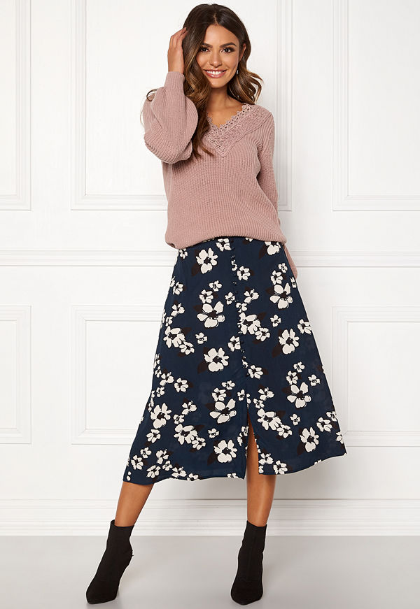 Happy Holly Frida button skirt Dark blue / Patterned