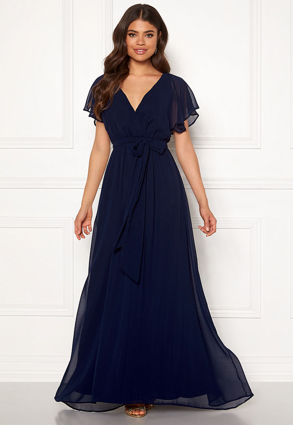 Goddiva Sleeve Chiffon Maxi Dress