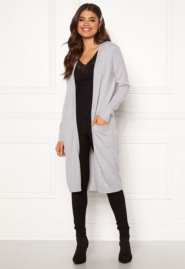 Vila Ril Long Knit Cardigan Light Grey Melange