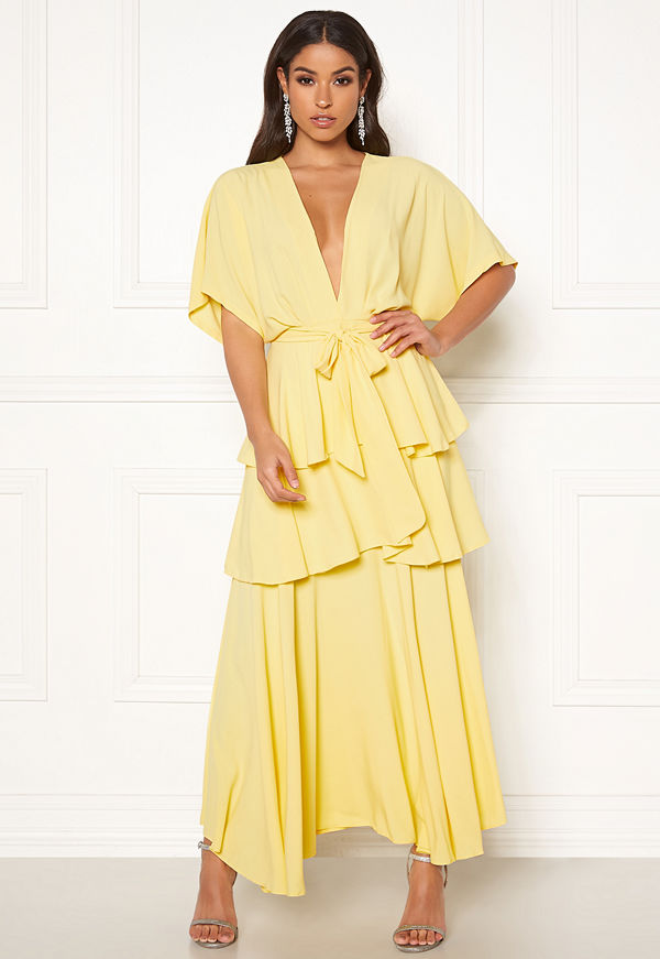 John Zack Kimono Sleeve Maxi Dress Lemon
