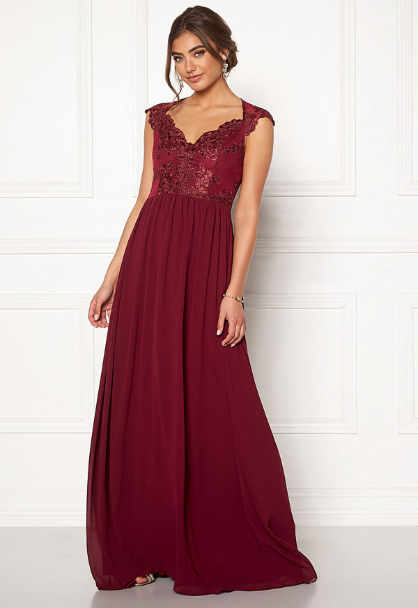 Moments New York Blossom Chiffon Gown Wine-red
