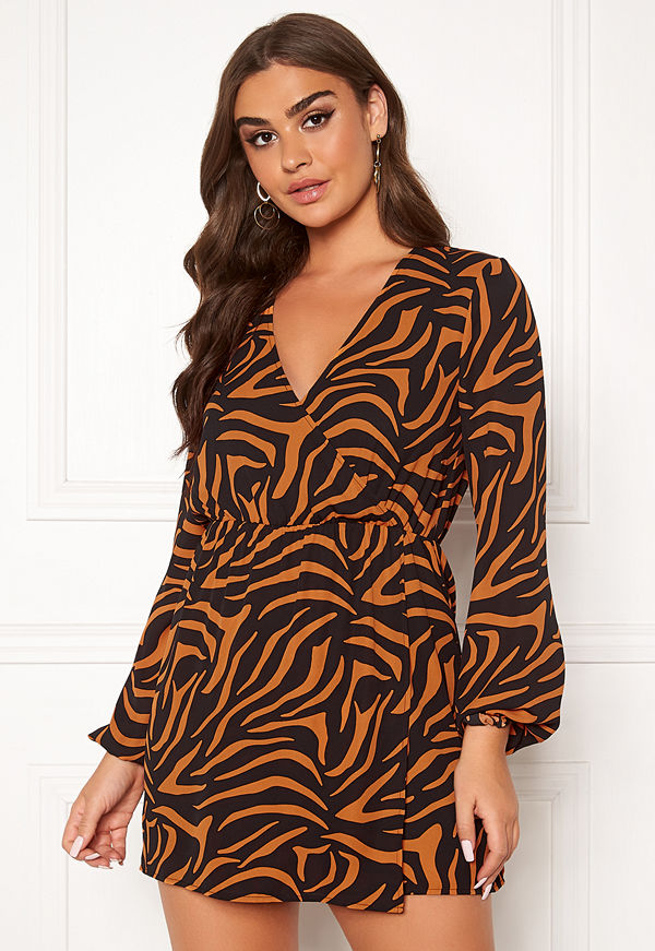Ivyrevel Balloon Sleeve Dress Black/Orange/Zebra