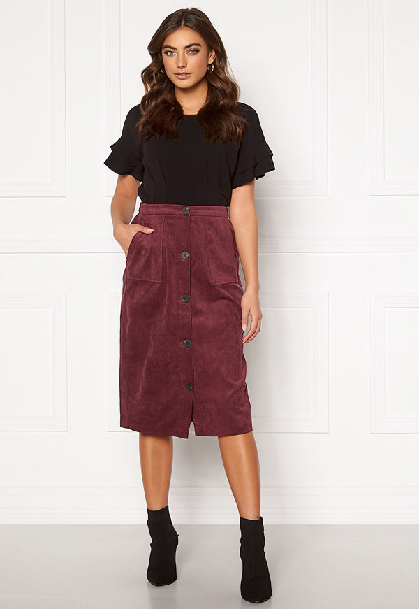 Vila Josy Button HW Skirt Tawny Port
