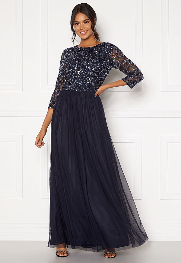 Angeleye Sequin Bodice Maxi Dress Navy