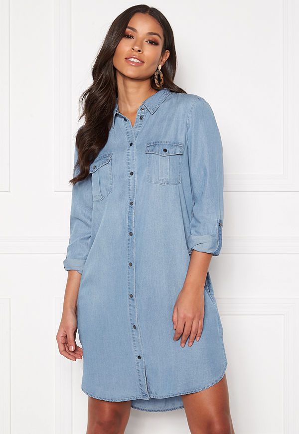 Vero Moda Silla LS Short Dress Light Blue Denim