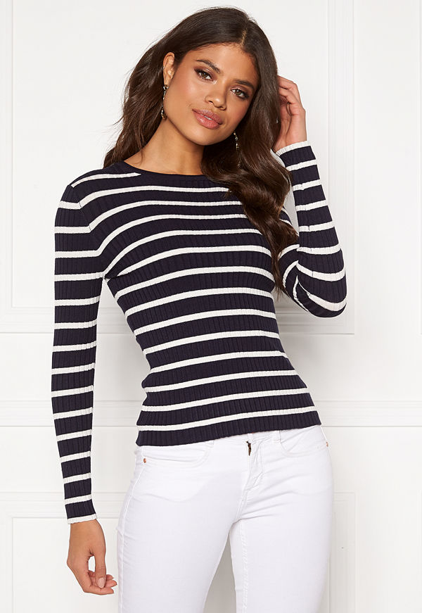 Only Natalia Stripe L/S Rib Pullover Night Sky