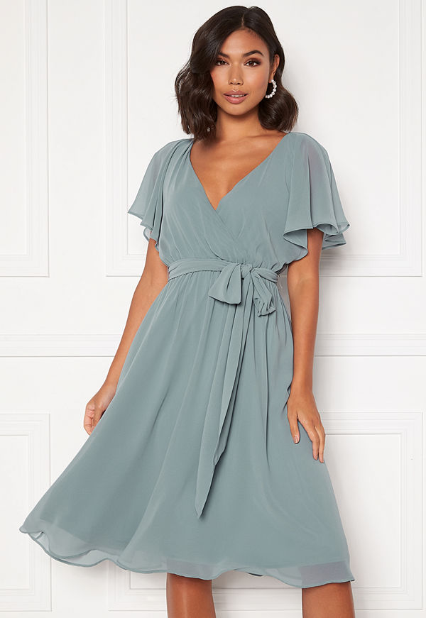 Goddiva Flutter Chiffon Midi Dress Air Force Blue