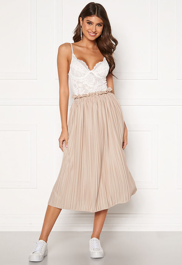 Bubbleroom Anna midi pleated skirt Beige